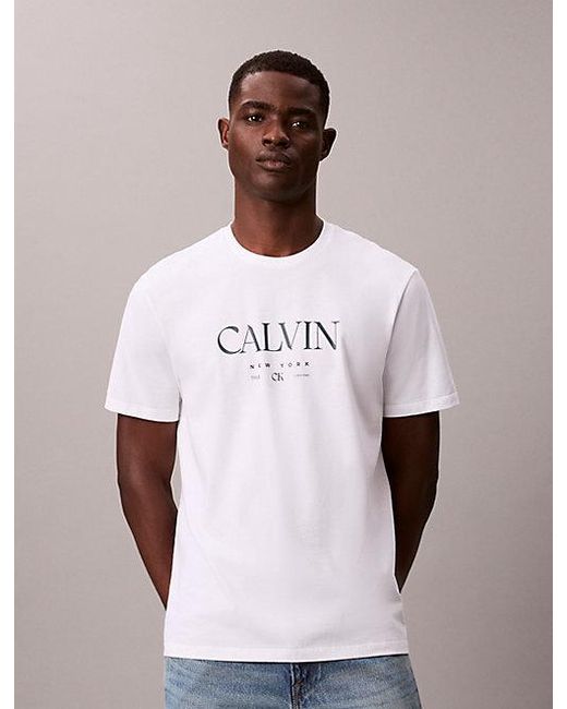 Calvin Klein White Logo Graphic T-Shirt for men