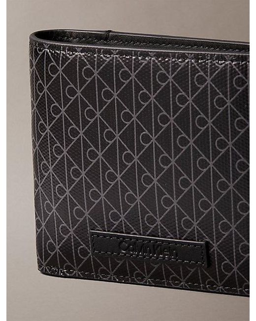 Calvin Klein Gray Allover Emblem Logo Bifold Wallet With Coin Pouch for men