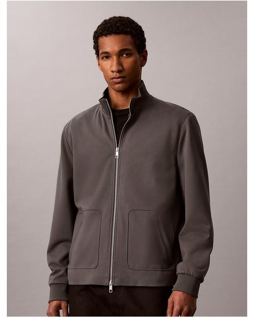 Calvin Klein Brown Tech Knit Zip Jacket for men