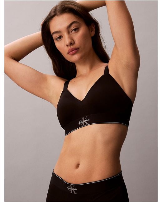 Calvin Klein Black Graphic Monogram Microfiber Stretch Lightly Lined Bralette