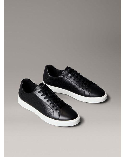 Baskets En Cuir À Motif Logo Emblème Calvin Klein en coloris Black