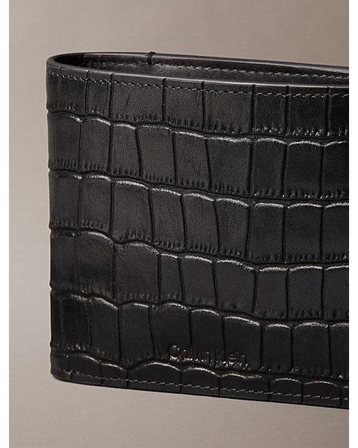 Calvin Klein Gray Croc Embossed Billfold Coin Wallet for men