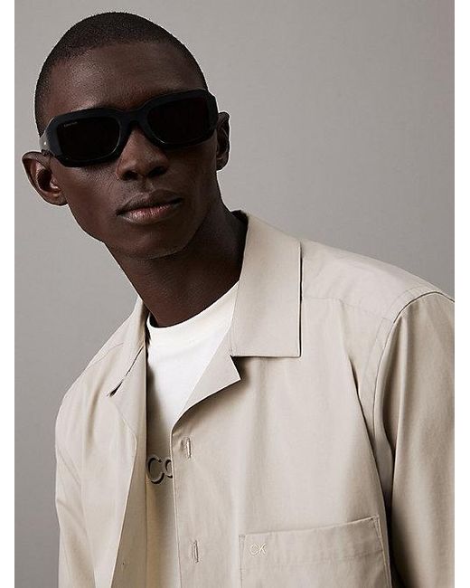 Calvin Klein Black Modified Rectangle Sunglasses
