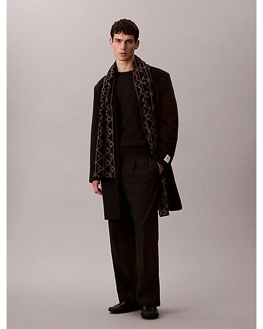 Calvin Klein Brown Reversible Wool Cashmere Blend Scarf for men