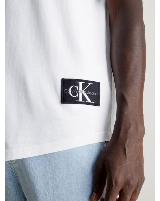 Calvin Klein White Cotton Badge Tank Top for men