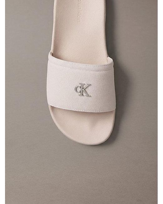 Calvin Klein Gray Nemo Canvas Signature Logo Sliders