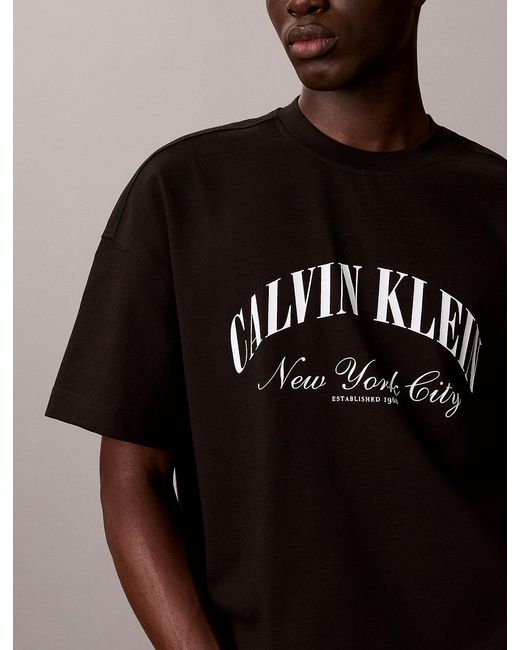 Calvin Klein Black Relaxed Varsity Logo T-Shirt for men