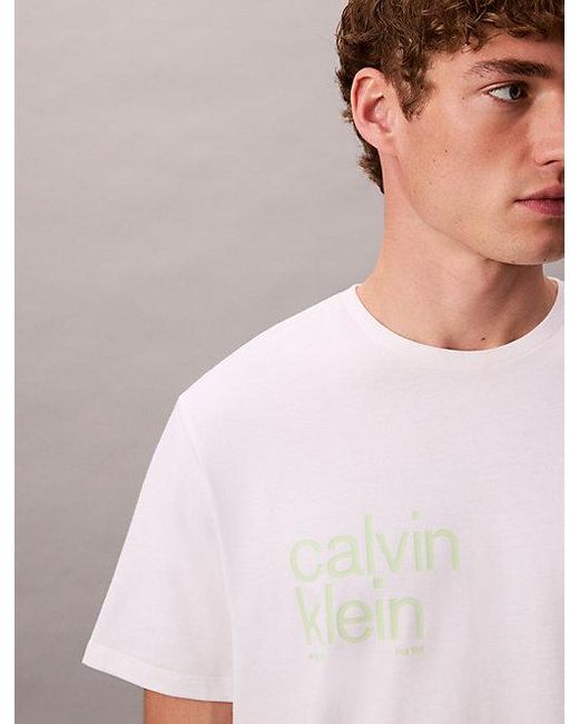 Calvin Klein White Jeans Circle Graphic Relaxed T-Shirt for men