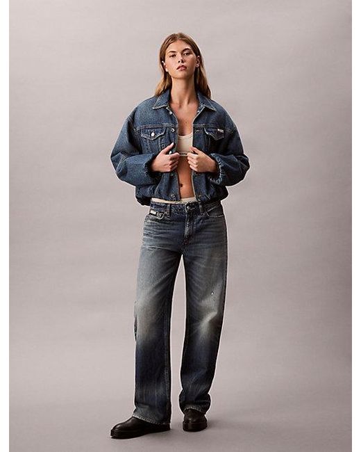 Calvin Klein Relaxed Denim Bubble Jack in het Blue