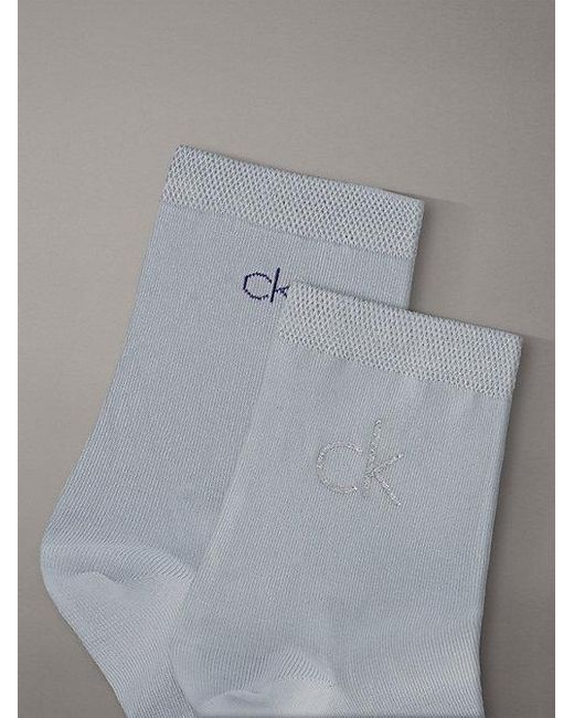 Calvin Klein Gray 2 Pack Soft Cotton Metallic Ankle Socks