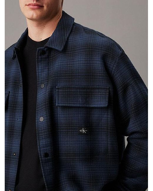 Calvin Klein Karierte Oversized-Hemdjacke in Blue für Herren