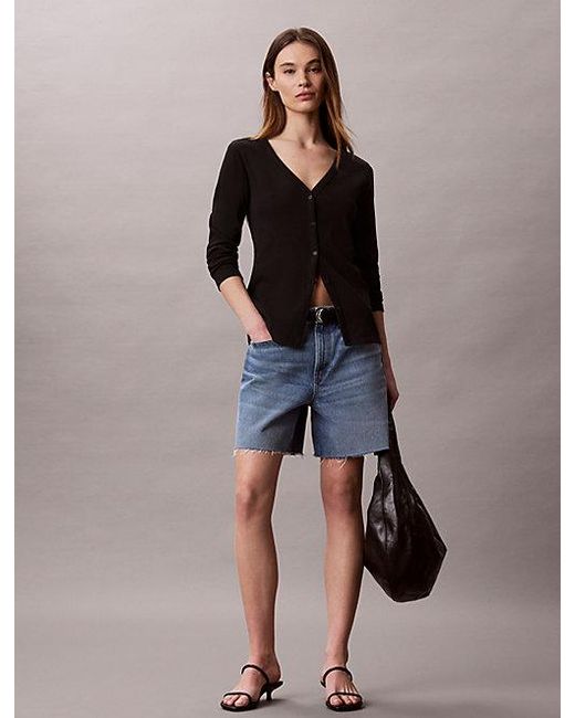 Calvin Klein Black Jeans Slim Ribbed Cotton Cardigan