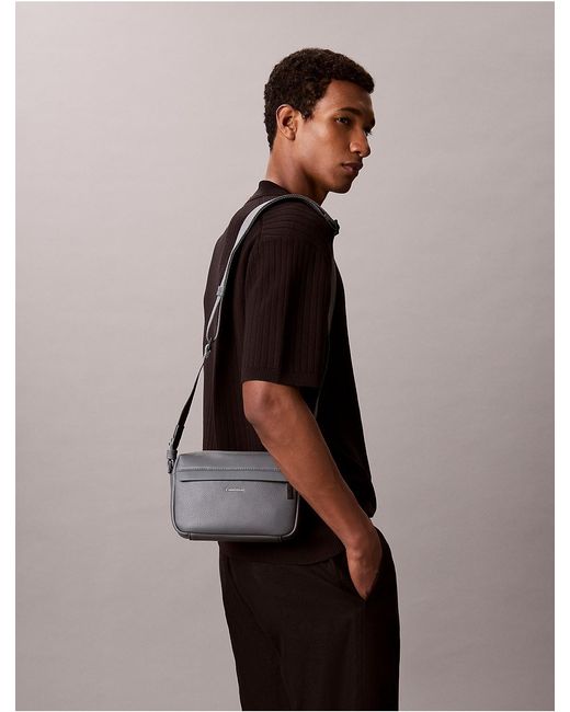 Calvin Klein Gray Pebbled Camera Bag for men