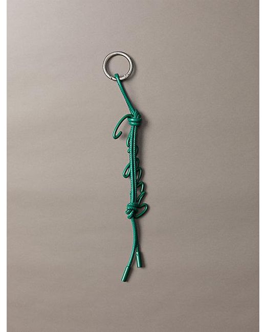 Calvin Klein Green Leather Knotted Tassel Logo Bag Charm