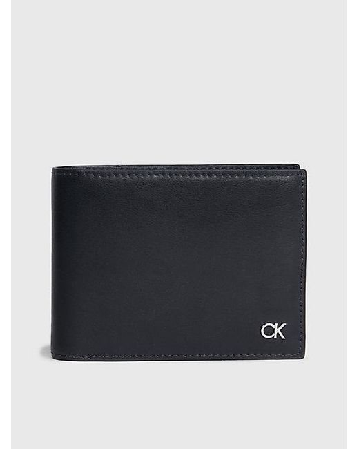 Calvin Klein In Drieën Gevouwen Leren Rfid-portemonnee in het Black voor heren