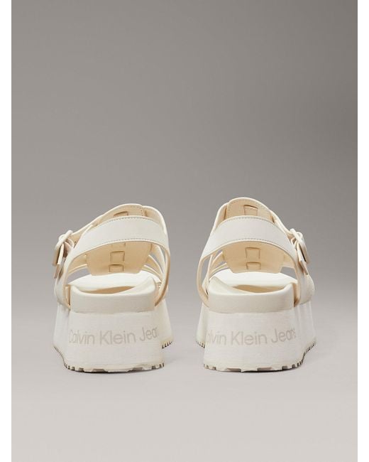 Calvin Klein Metallic Leather Platform Sandals