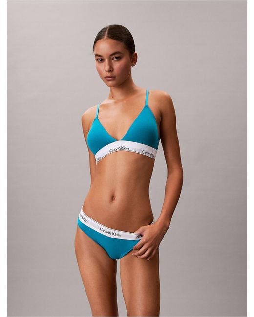 Calvin Klein Blue Icon Cotton Modal Lightly Lined Triangle Bralette