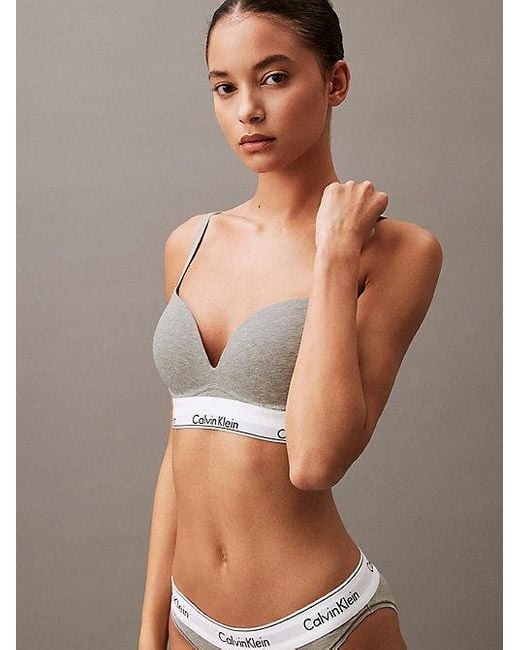 Calvin Klein Brown Push Up Plunge Bra Icon Cotton Modal