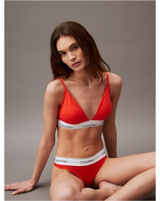 Calvin Klein Red Icon Cotton Modal Lightly Lined Triangle Bralette