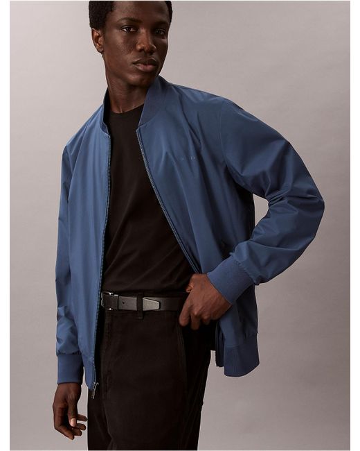 Calvin Klein Blue Matte Bomber Jacket for men
