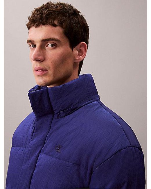 Calvin Klein Oversized Doorgestikt Pufferjack Met Logo in het Blue voor heren