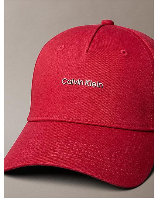 Calvin Klein Red Cotton Twill Logo Cap