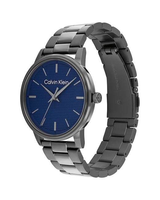 Calvin Klein Blue Textured Dial Link Bracelet Watch for men