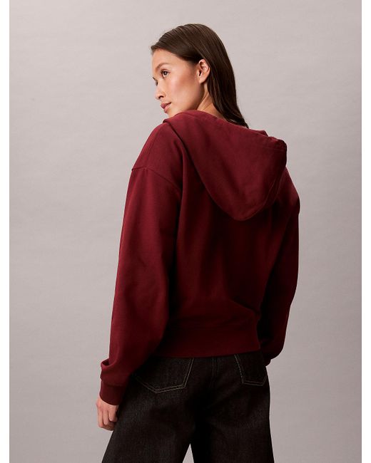 Sweat À Capuche Zippé Avec Monogramme Calvin Klein en coloris Red