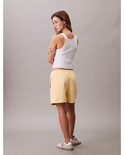 Short De Jogging En Tissu Éponge De Coton Calvin Klein en coloris Yellow