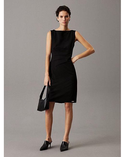 Calvin Klein Black Slim Gathered Dress