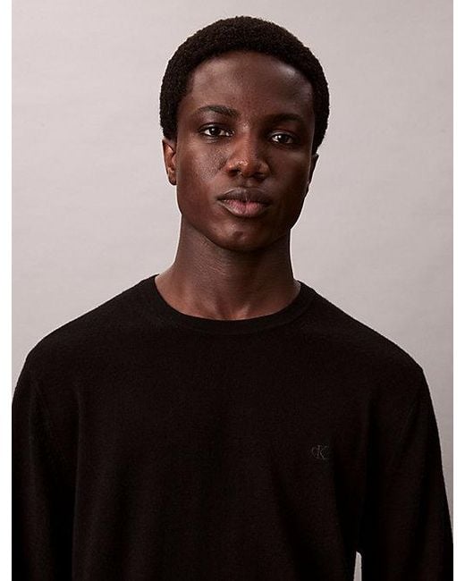 Calvin Klein Black Merino Wool Classic Jumper for men