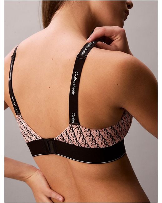 Calvin Klein Brown Graphic Monogram Microfiber Stretch Lightly Lined Bralette