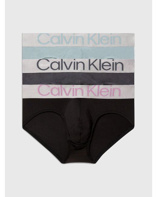 Calvin Klein Multicolor 3 Pack Briefs - Steel Micro for men