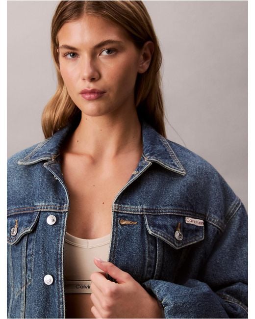 Calvin Klein Blue Jeans Relaxed Denim Bubble Jacket