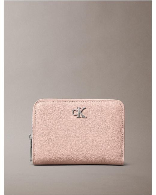 Calvin Klein Pink Minimal Monogram Zip Flap Wallet