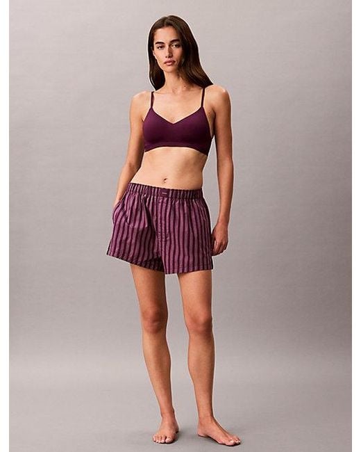 Calvin Klein Red Pyjama Shorts Cotton Poplin