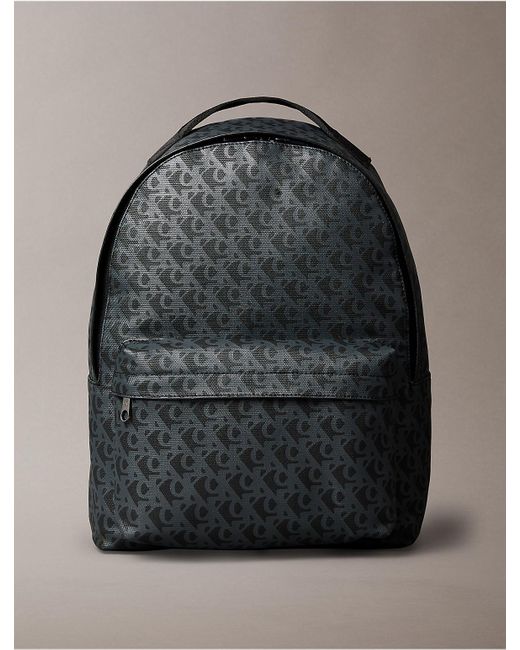 Calvin Klein Gray Allover Monogram Logo Backpack for men