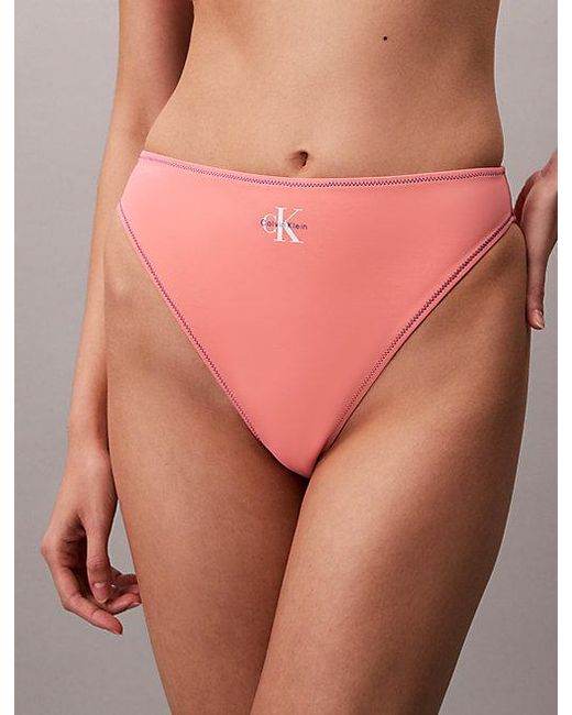 Calvin Klein Pink High Leg Bikini Bottoms Ck Monogram