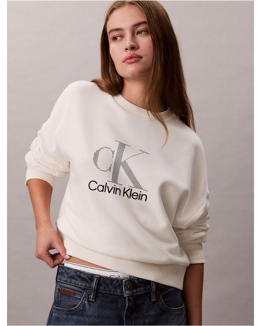 Calvin Klein Natural Calvin Klein Fleece Logo Graphic Relaxed Sweatshirt