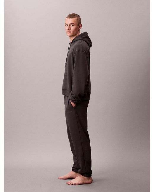 Calvin Klein Brown Cotton Terry Blend Lounge Joggers for men