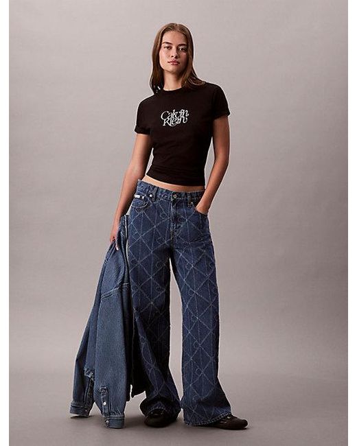 Calvin Klein Black Jeans Script Logo Graphic Slim T-Shirt