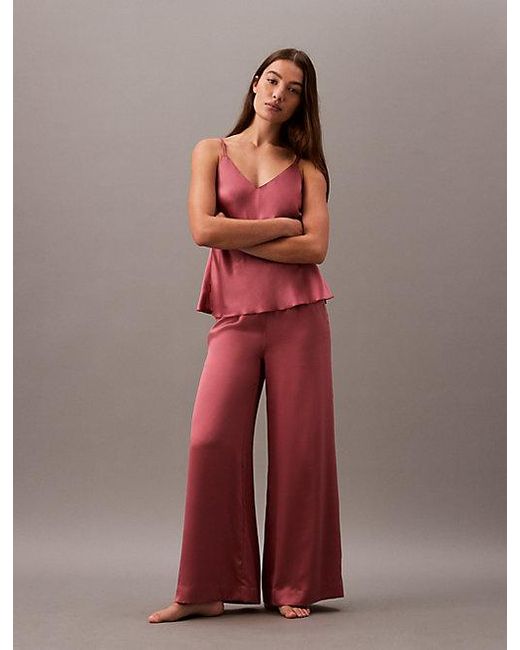 Calvin Klein Satijnen Pyjamabroek in het Red