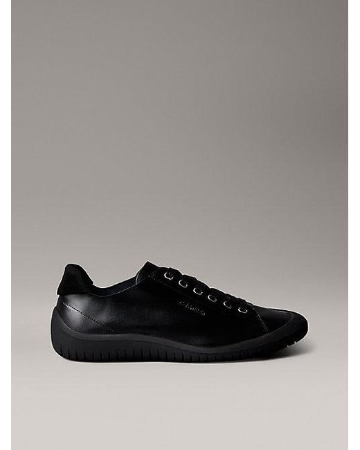 Calvin Klein Gray Smooth Leather Hybrid Trainers for men