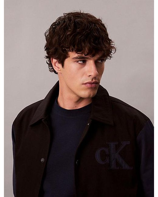 Calvin Klein Blue Jeans Nylon Cotton Varsity Bomber Jacket for men