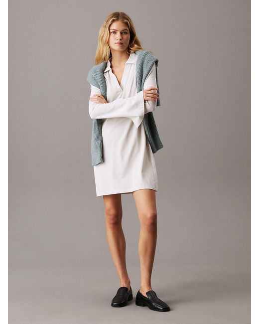 Calvin Klein Gray Relaxed Cotton Piqué Polo Dress