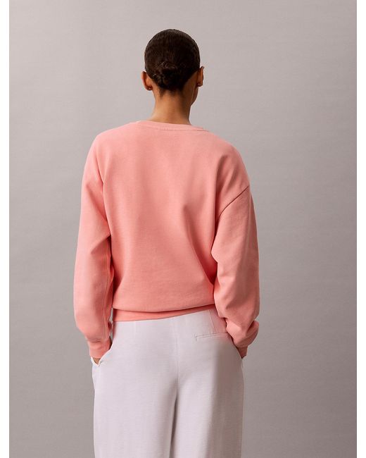 Calvin Klein Pink Relaxed Cotton Terry Monogram Sweatshirt