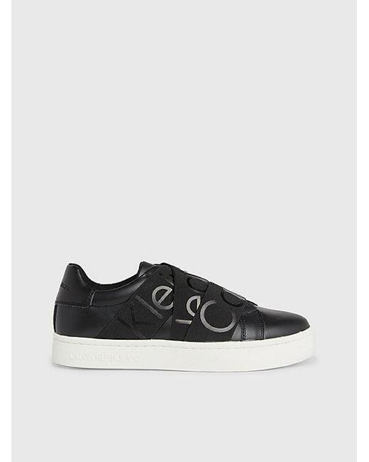Calvin Klein Leren Slip-on Sneakers in het Black