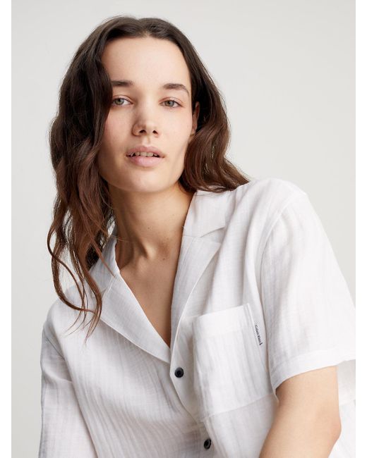 Calvin Klein White Pyjama Top - Pure Textured
