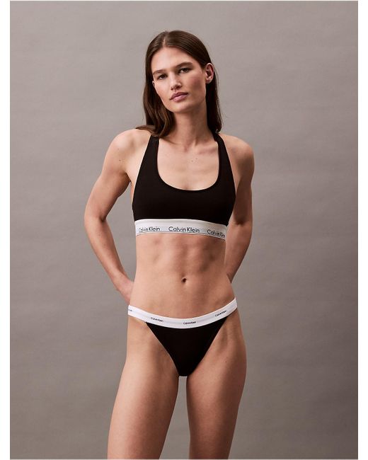 Calvin Klein Gray Cotton Stretch Rib String Bikini