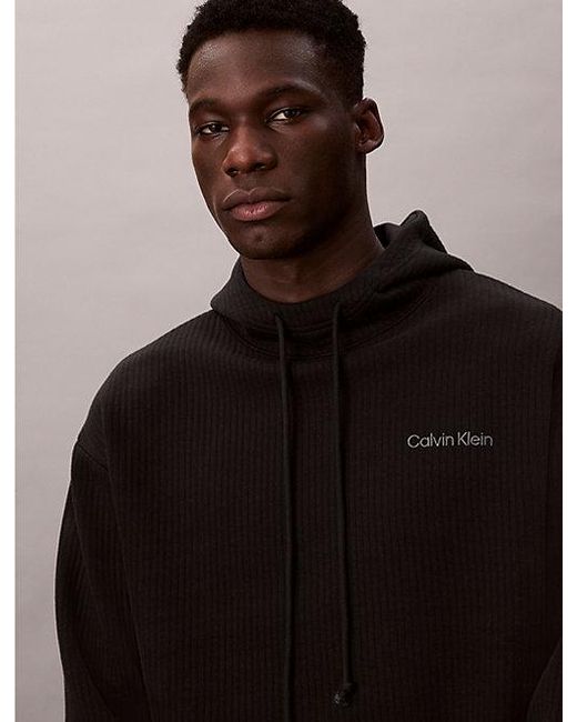 Calvin Klein Brown Quilted Fleece Lounge Hoodie for men